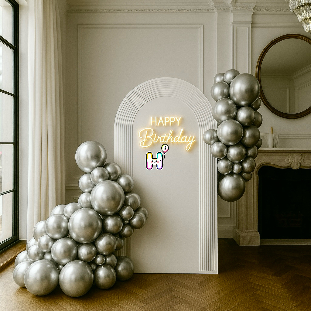 6-8 FT/8-10FT/12-14FT,All Metallic Silver Latex Balloon Garland Kit