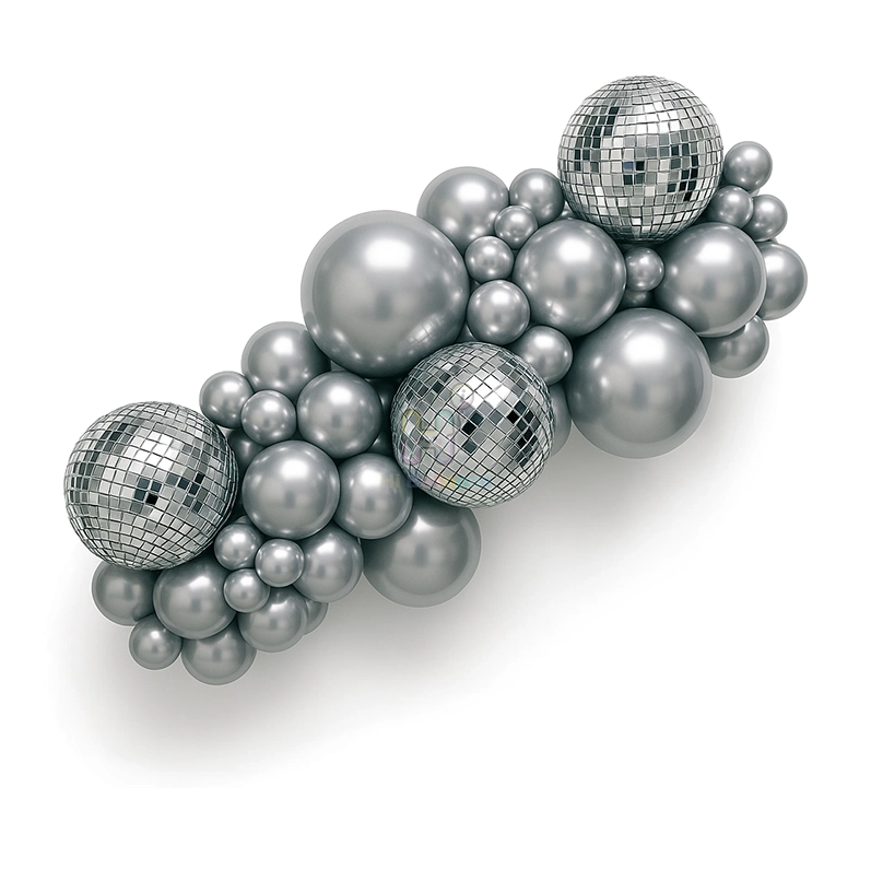 6 FT, Silver Disco Balloon Garland Kit