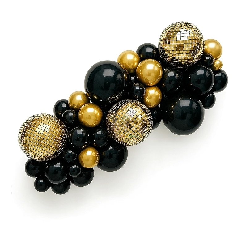 6 FT,Matte Black,Gold, Disco Balloon Garland Kit