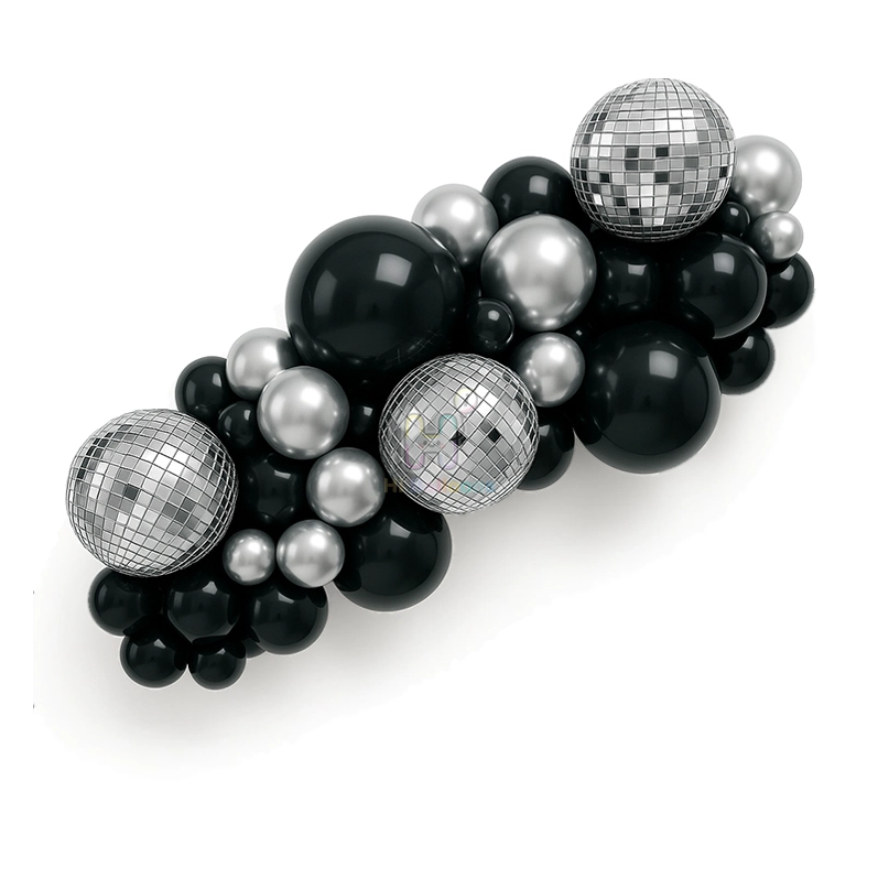 6 FT,Matte Black,Silver, Disco Balloon Garland Kit