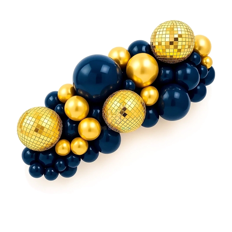 6 FT,Matte Night Blue,Gold,Disco Balloon Garland Kit