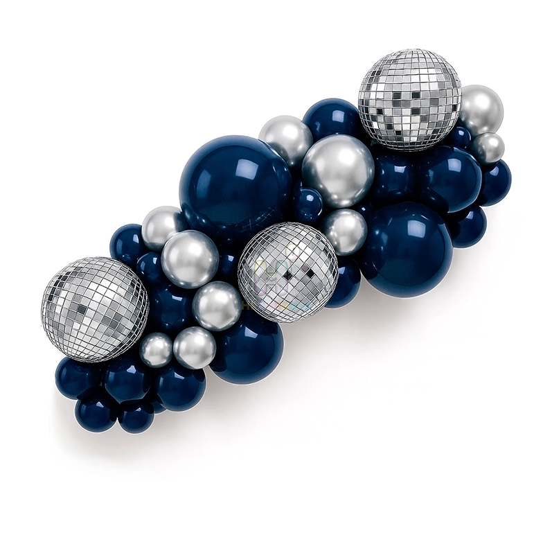 6 FT,Matte Night Blue,Silver,Disco Balloon Garland Kit