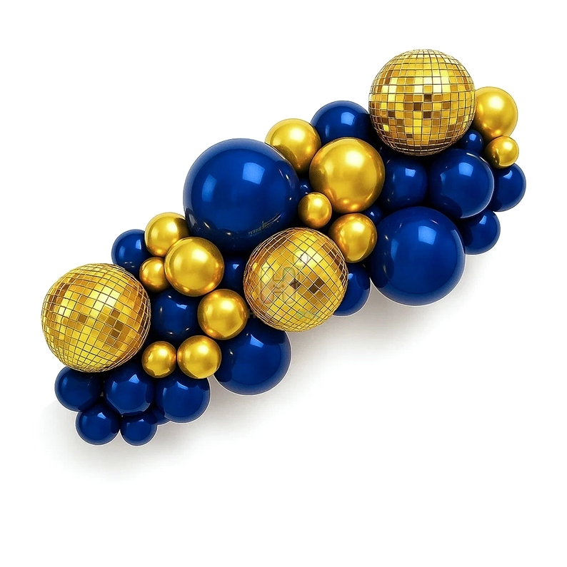 6 FT,Matte Night Blue,Gold,Disco Balloon Garland Kit