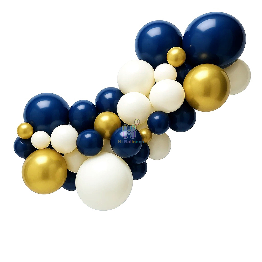 6 FT, White,Night Blue,Gold, Latex Balloon Garland Kit