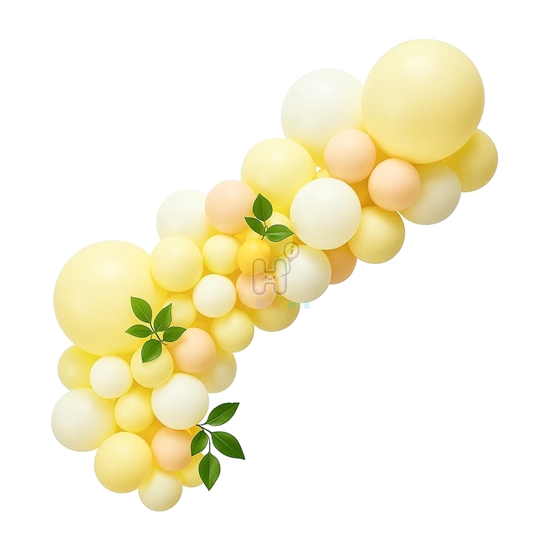 6 FT,Orange,Yellow,Balloon Garland Kit With Artificial Lemon And Leaves