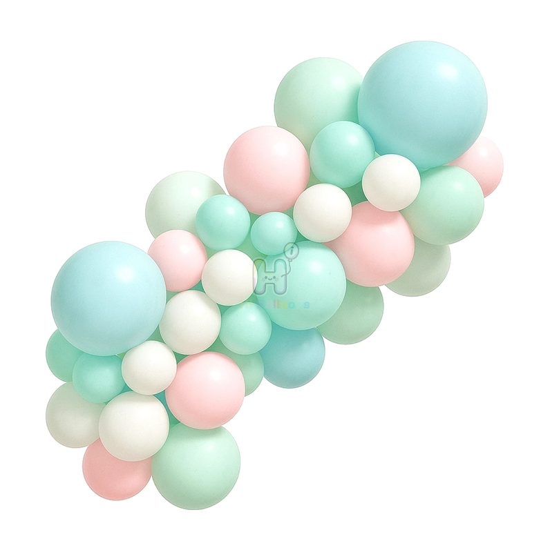 6 FT, Pastel Tiffany Blue,Baby Pink,Pastel Green, Colorful Pastel Balloon Garland Kit With 3D Butterfly Stickers