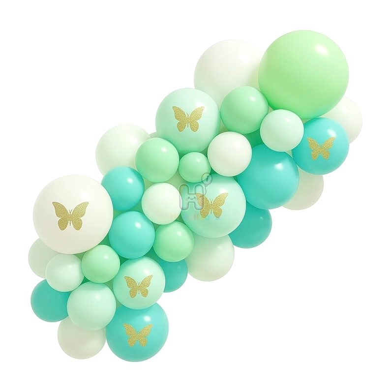 6 FT, Tiffany Blue,Baby Pink,Pastel Green, Colorful Balloon Garland Kit With 3D Butterfly Stickers