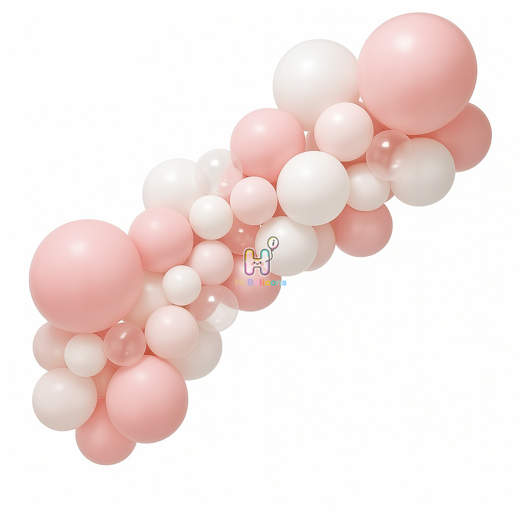 6 FT, Baby Pink,White, Latex Balloon Garland Kit for Her