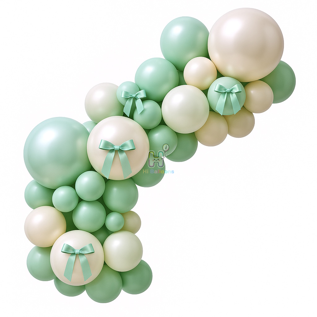 6 FT, Light turquoise,Sand,Green, Pearl Latex Balloon Garland Kit for Her