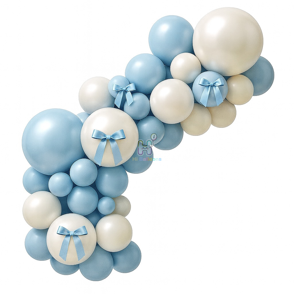 6 FT, Light Blue,White, Pearl Latex Balloon Garland Kit for Her