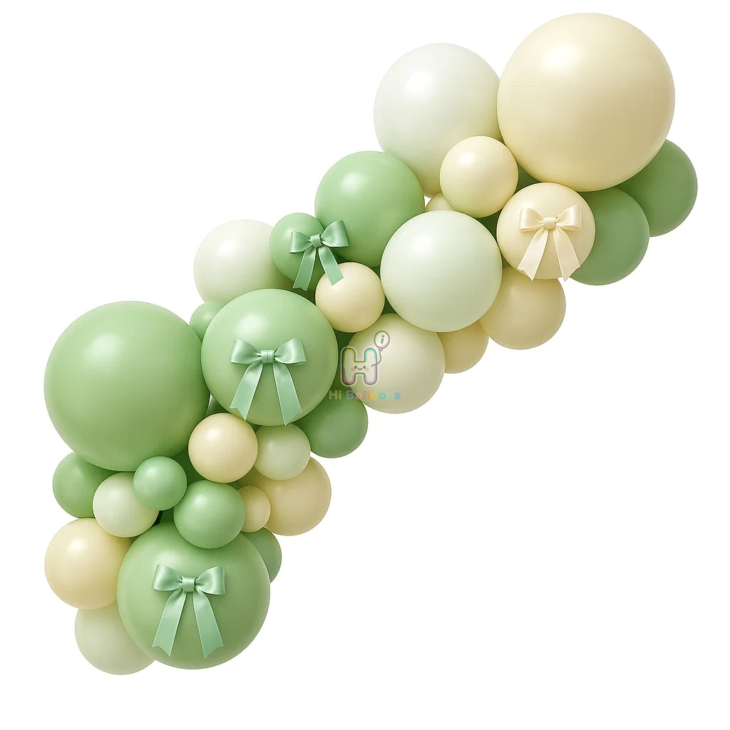 6 FT, Spring Green,Ivory,Pastel Green, Balletcore Latex Balloon Garland Kit for Her