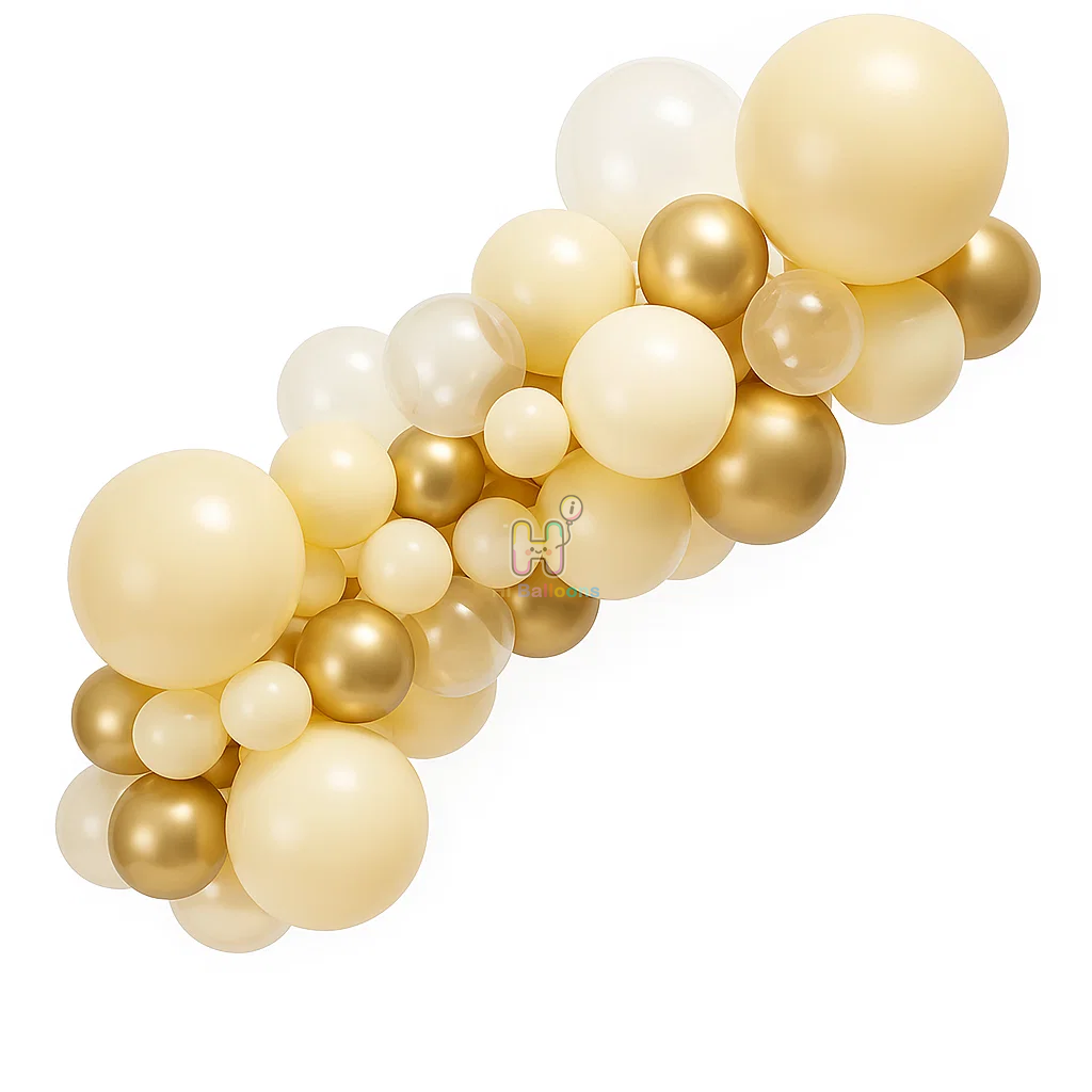 6 FT, Ivory,Clear,Metallic,Latex Balloon Garland Kit
