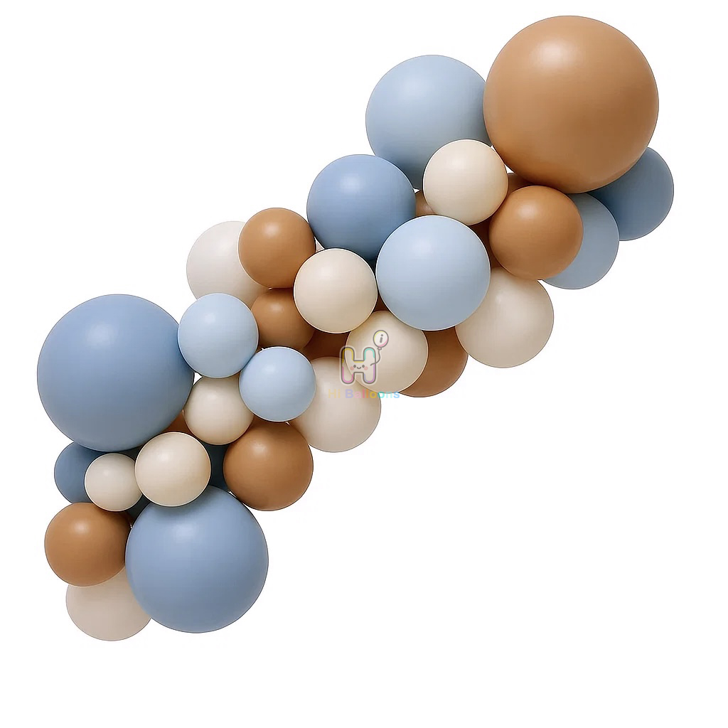 6 FT, Coco,Pastel Blue Gray,Blue,Milk, Latex Balloon Garland Kit