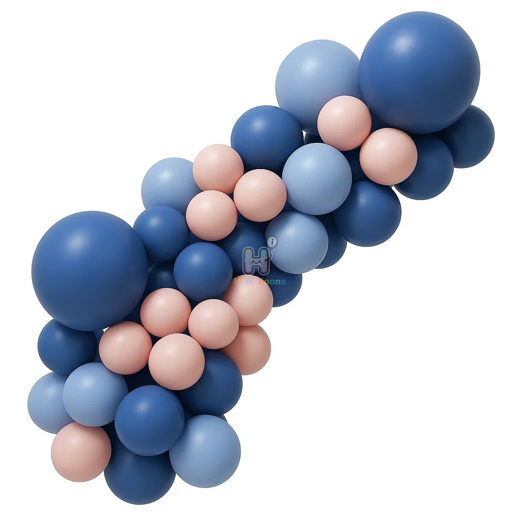 6 FT, Grey Pink,Misty Blue,Demin Blue, Vintage Latex Balloon Garland Kit