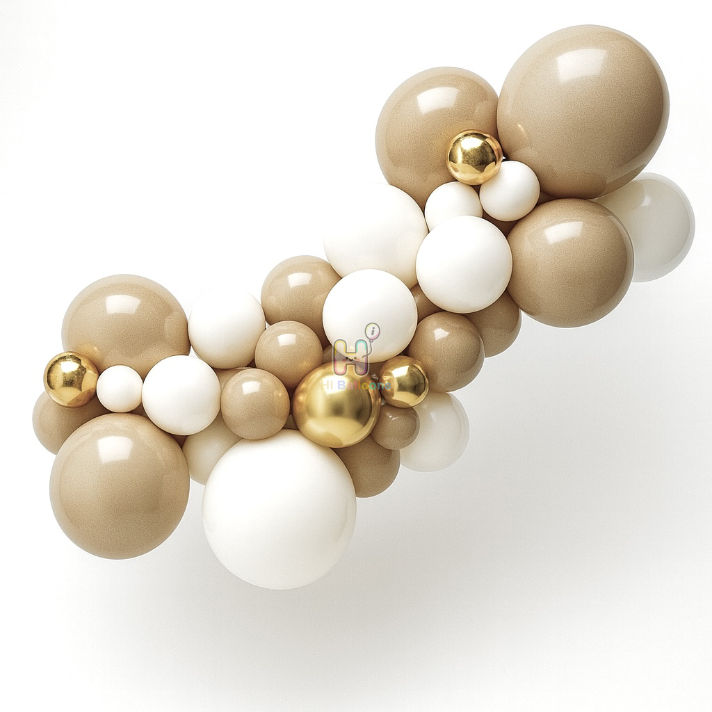 6 FT, Khaki,White,Gold, Latex Balloon Garland Kit