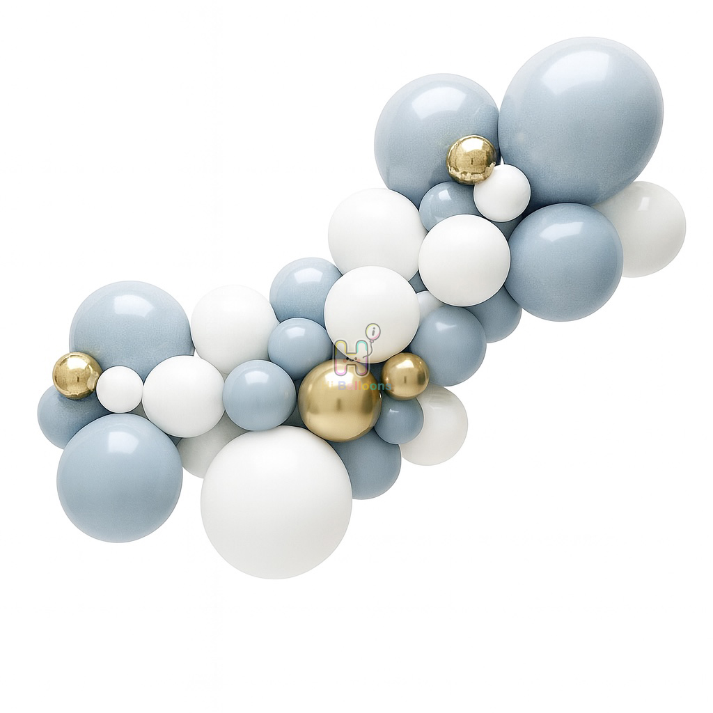 6 FT,White Blue,White,Sand Gold, Latex Balloon Garland Kit