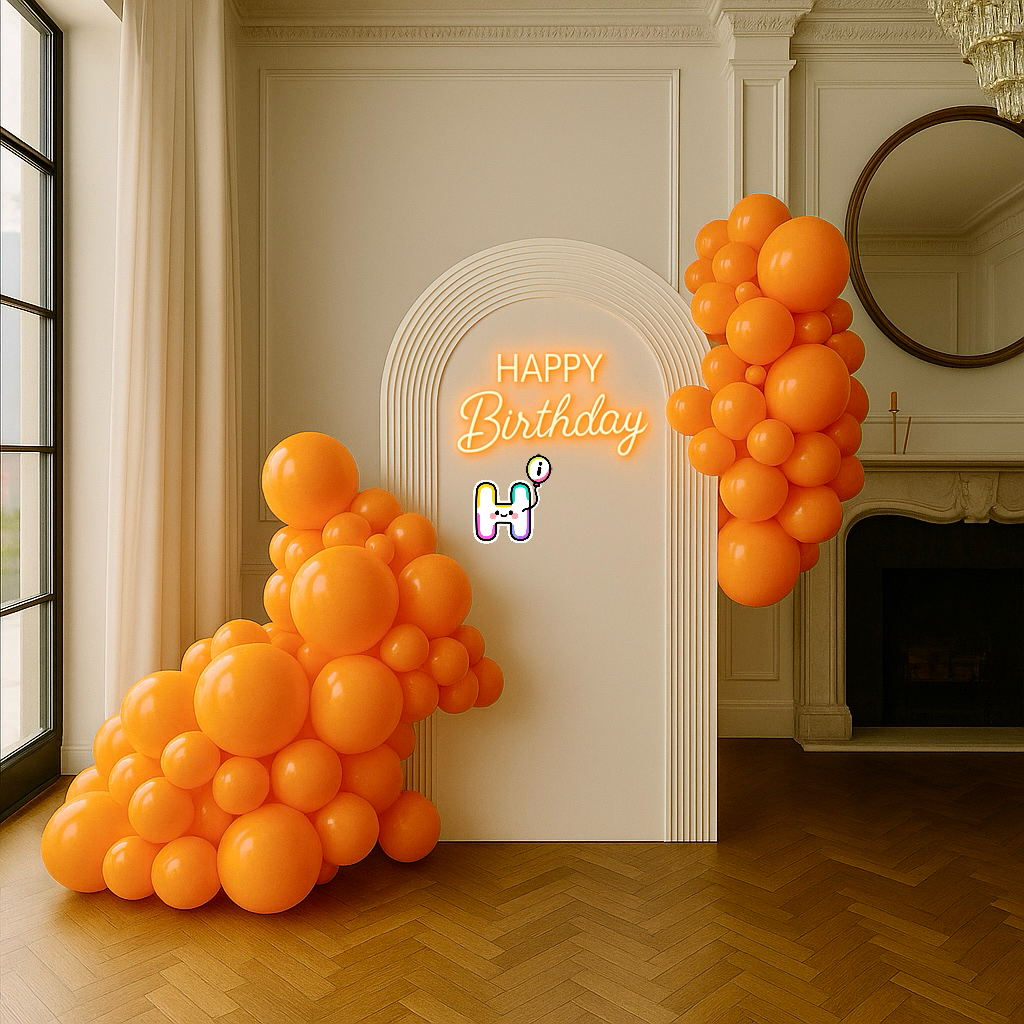 6-8 FT/8-10FT/12-14FT,All Matte Orange Latex Balloon Garland Kit