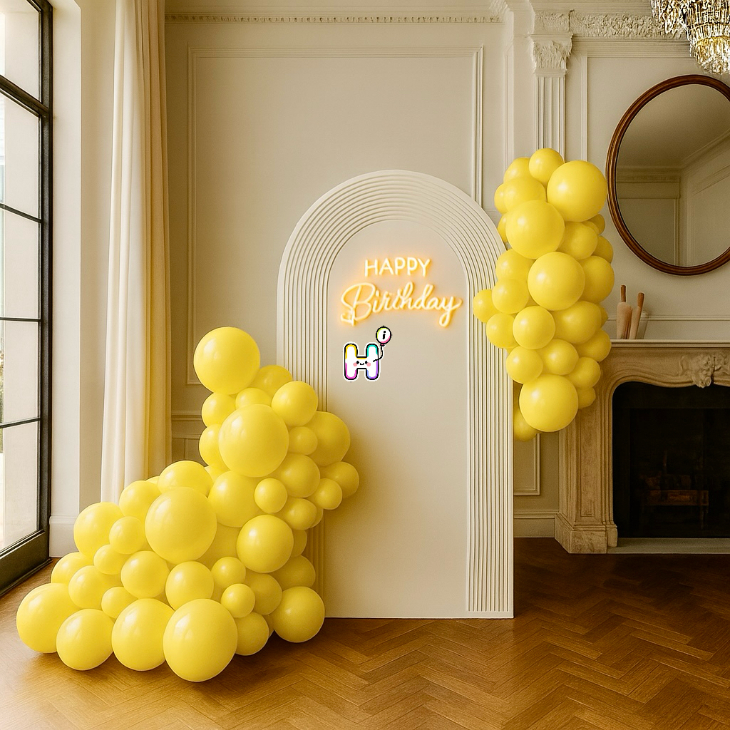 6-8 FT/8-10FT/12-14FT,All Matte Yellow Latex Balloon Garland Kit