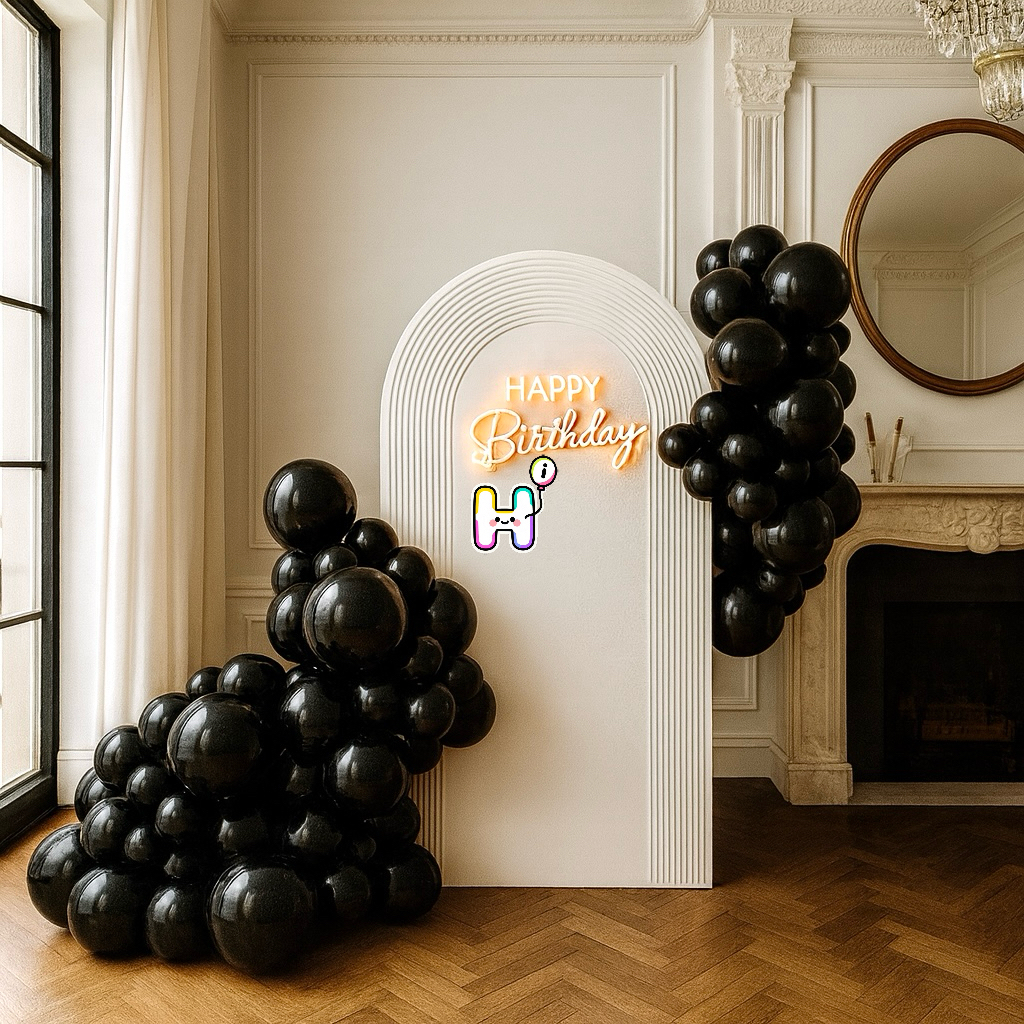 6-8 FT/8-10FT/12-14FT,All Matte Black Latex Balloon Garland Kit