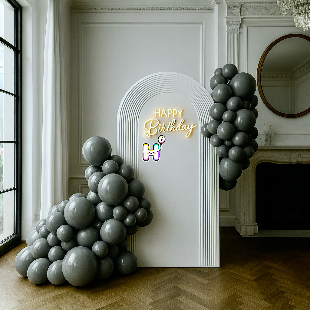 6-8 FT/8-10FT/12-14FT,All Matte Gray Latex Balloon Garland Kit