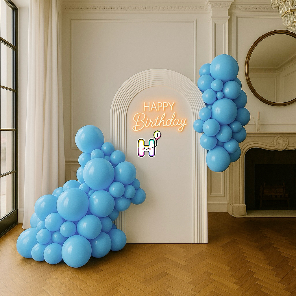 6-8 FT/8-10FT/12-14FT,All Matte Light Blue Latex Balloon Garland Kit