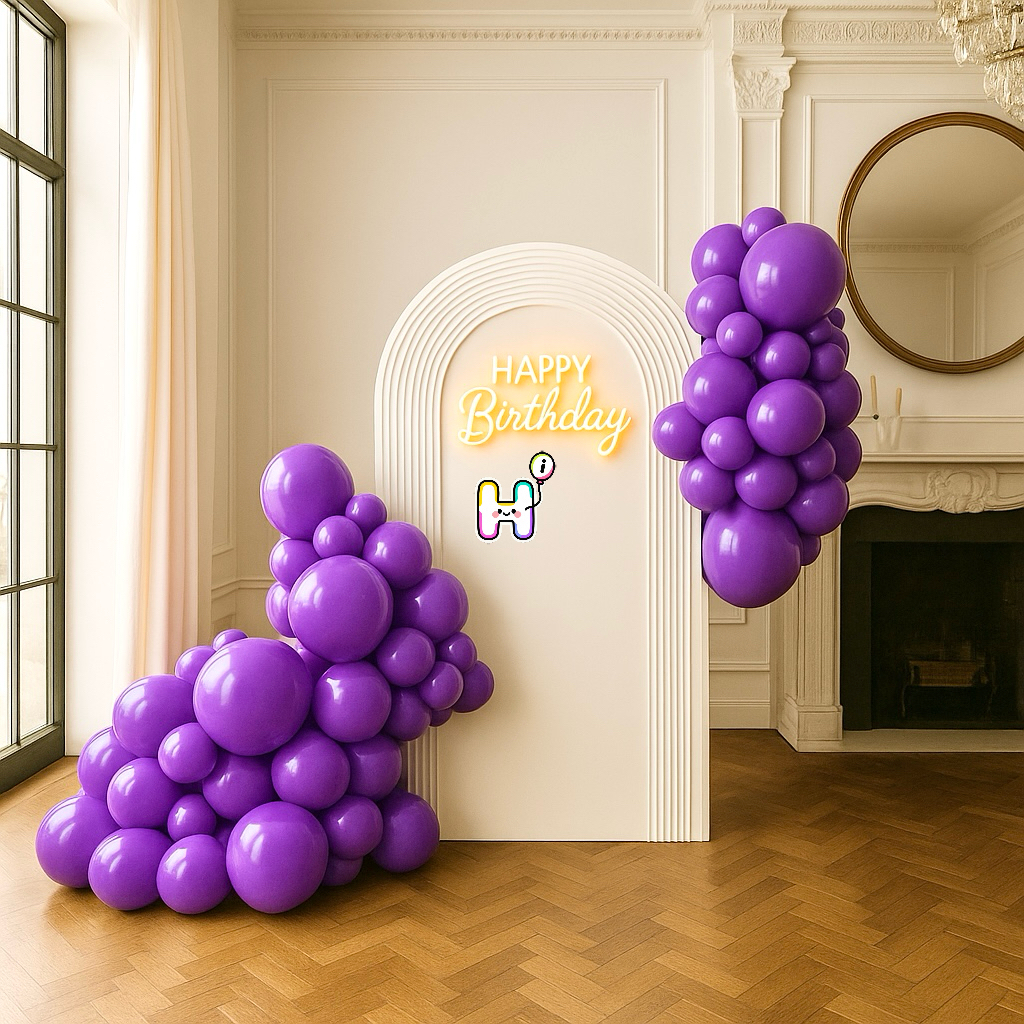 6-8 FT/8-10FT/12-14FT,All Matte Purple Latex Balloon Garland Kit