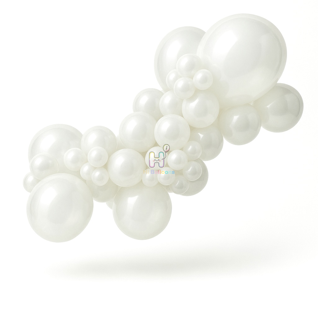 20FT,All Pearl White Latex Balloon Arch Kit