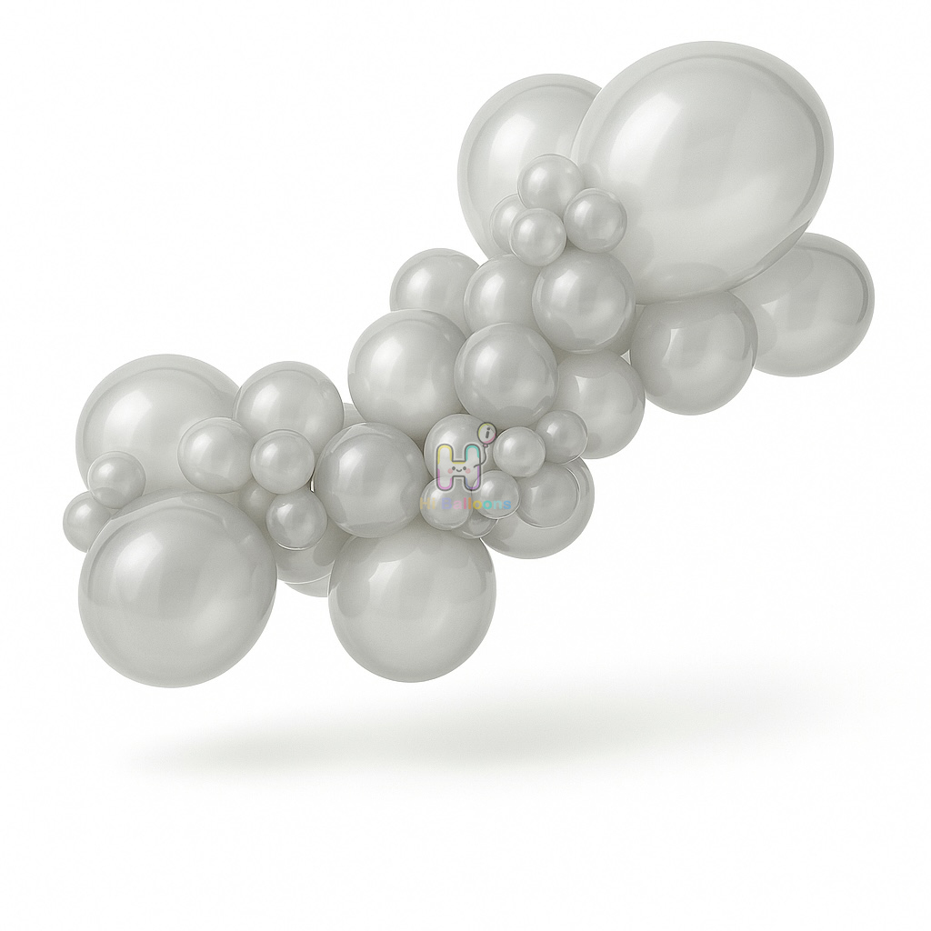 20FT,All Pearl Silver Latex Balloon Arch Kit